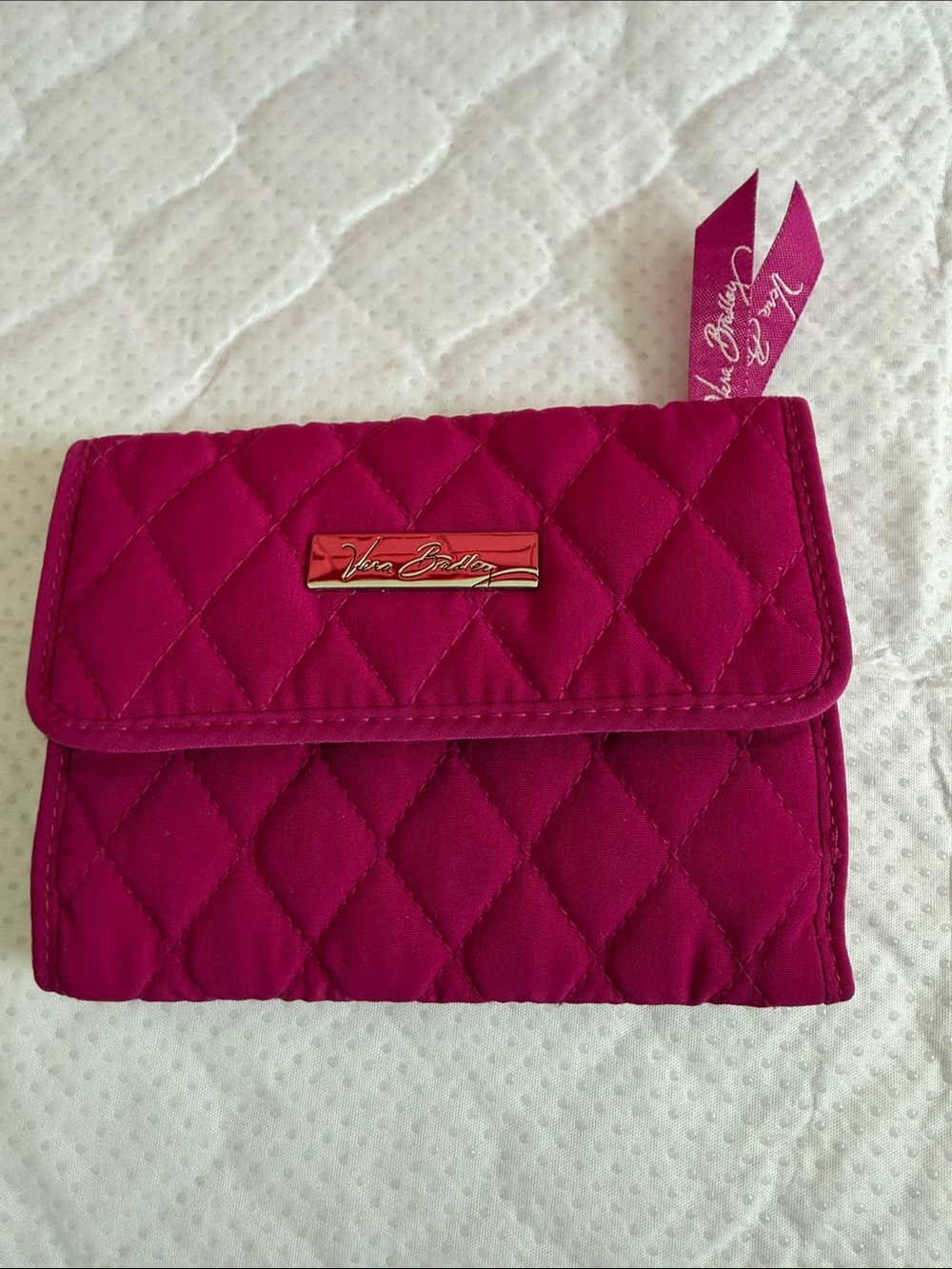 Vera Bradley Quilted Fuchsia Pink Fold Wallet - Picture 1 of 9